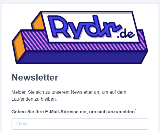 Newsletter und RSS-Feed für Rydr.de