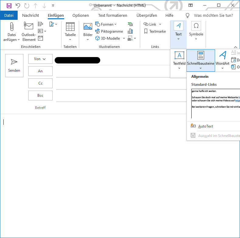 Standardtexte und E-Mailvorlagen in Outlook